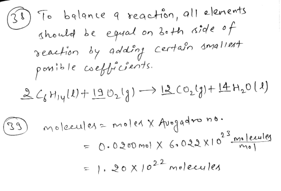 68 To balance a reaction, all elements should be equal on both side of reaction by adding certain smallest posible coefficien
