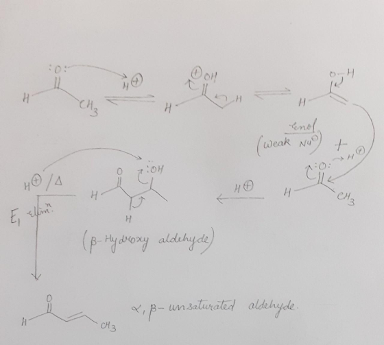 (weak Nu enol N + - CH3 I (B-Hydroxy aldehyde) -un saturated aldebryde. H3
