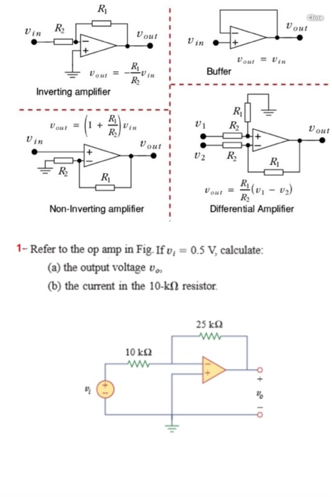 Close R Vout Voutin Vout = vin Buffer = Inverting amplifier Dout = (1 + .. Vout V out 1 V2 ERR Vour (, - v3) Differential Amp