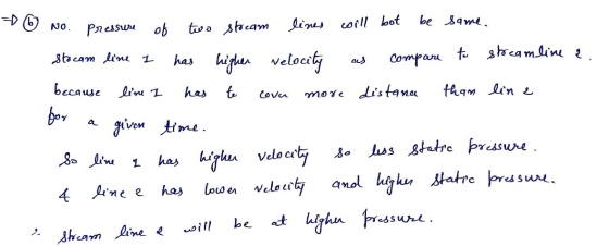 NO. as because line I a Pressure of two stream lines will bot be same. Stream line 1 has higher relocity Compare to streamlin