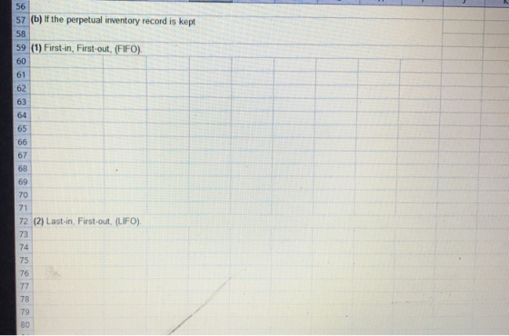56 57 (b) If the perpetual inventory record is kept 58 59 (1) First-in, First-out, (FIFO). 60 61 62 63 64 65 66 67 68 69 70 7