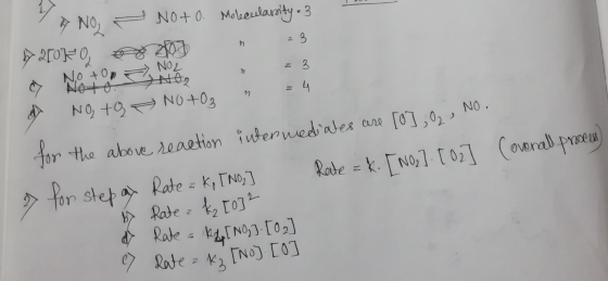 7 Rate z kg [no].[O] & NO2 - Noto. Molecularsity - 3 = 3 521030, 203 NOZ No top Noto A62 No to NO +0₂ N. 3 for the above reac