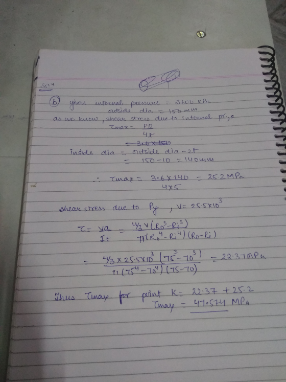 glues internal pressure 3600 kPa outside 150 mm shear stress due to internal pr., Tman - PD as we kuow 4t inside dia outside