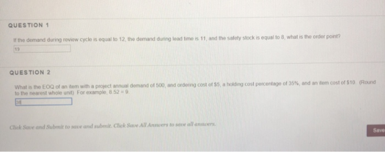 QUESTION 1 If the demand during review cycle is equal to 12, the demand during lead time is 11, and the safety stock is equal