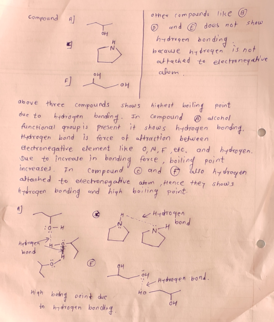 Compounds ike Other Compound A] show does not nd OH h14ro9ens not electreneyahve N becauje at tached to cubu m F three Compou