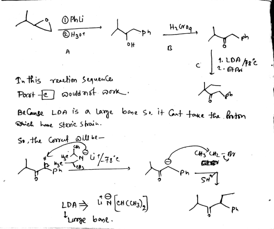 OPhli Hal @ Haut Ypm OH .c 9, LDA ARC 2.64 part to take the Proton In this reaction sequences Part @ would not. Wook. Be Caus