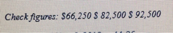 Check figures: $66,250 $ 82,500 S 92,500
