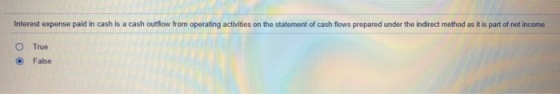 Interest expense paid in cash is a cash outflow from operating activities on the statement of cash flows prepared under the i