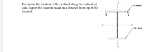 Determine the location of the centroid along the vertical (y) axis, Report the location based on a distance from top of the c