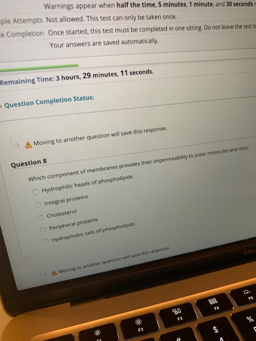 Warnings appear when half the time, 5 minutes, 1 minute, and 30 seconds ple Attempts Not allowed. This test can only be taken