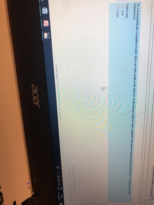 statement is Select one O True O False acer
