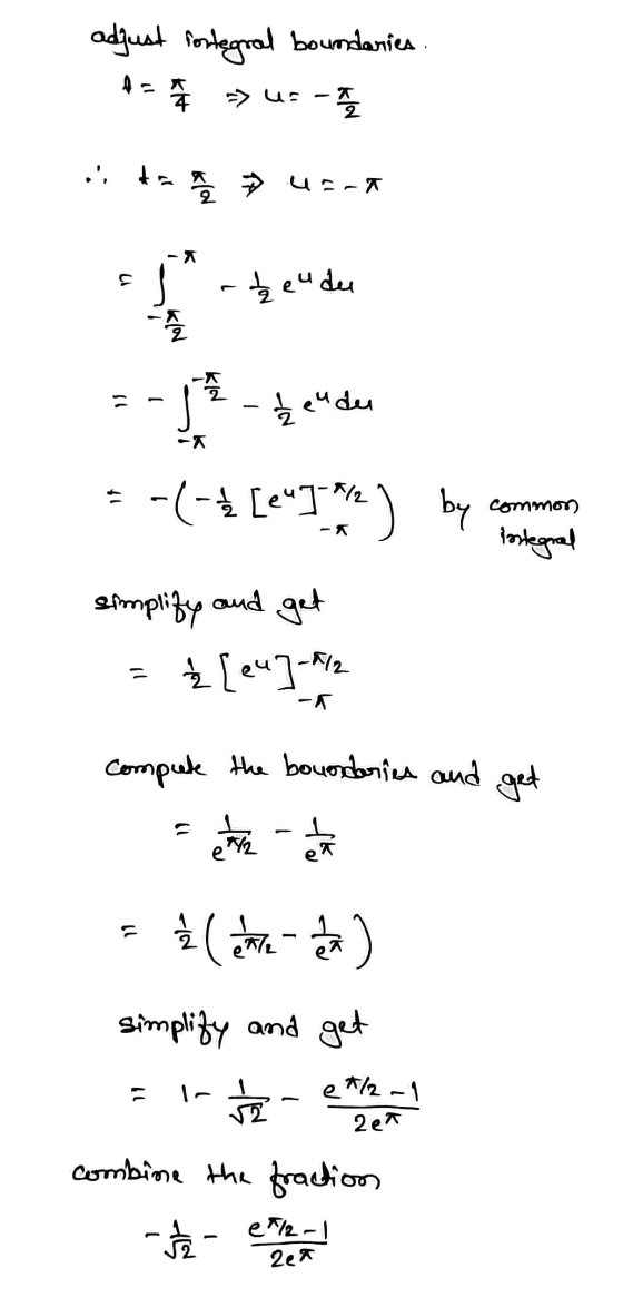 adjust fortegral boundaries. > u=-7 T daa » usat = np noe = - 7 -14- Ludu -(- 4 [eu]-*12 if ) by common fostegral simplify an