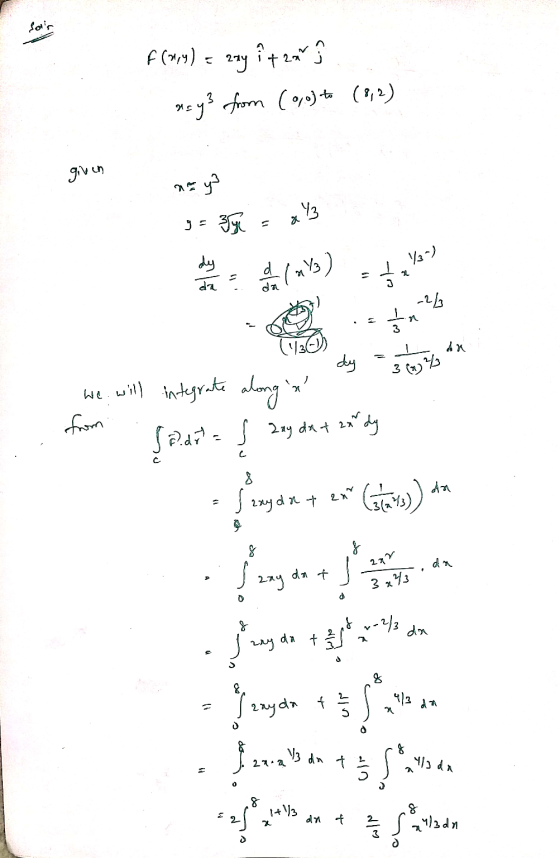 Solis f(wy) = zzy i trans ns.y? from (0,0) to (8,2) given na ya 3 a 1/3-) dy da () ㅗ da -2/ n 3 (130 Ax dy 3 (2) % We will in