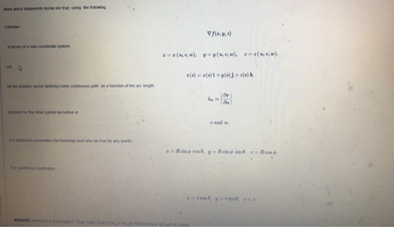Consider Vf(,y, n terrs of a new coordinate system Let the postion vector defining some contiuous path as a function of the a