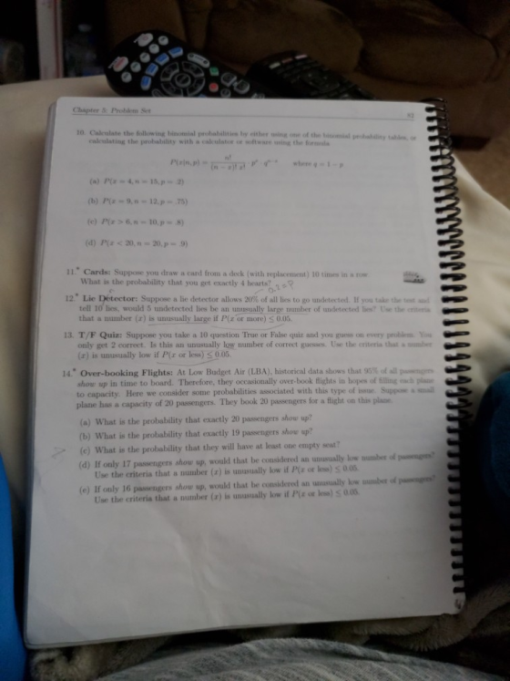 Chapter 5: Problem Set 10 Calenlate the following binomial probabilities by either using one of the binomial probahility tabl