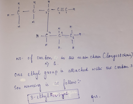I I- CH vlcl: a I _ 4 4 No. of carbon in the main chain Clongest chain) One ethyl group is attached with the carbon 3 Soa Nam
