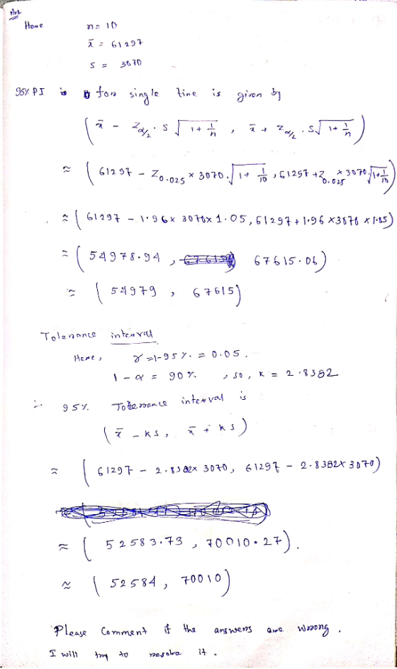 Here n10 ł = 61297 SE3670 957. PI s o for single time is given by fantastit , auzomst in ) ( 61257 - 20.025*3070./in Jo 26125