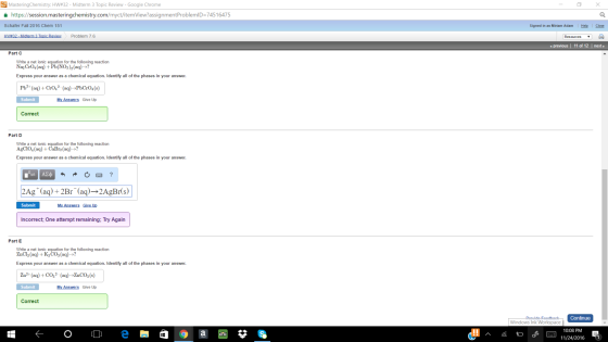 Write a net ionic equation for the following react