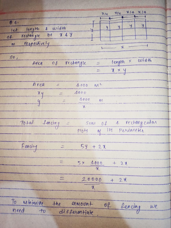 1/4 2014 x 14 x 14 1 4 06. H у у У 9 let length & width be x & Y of rectangle respectively M + sol width Arca of rectangle le