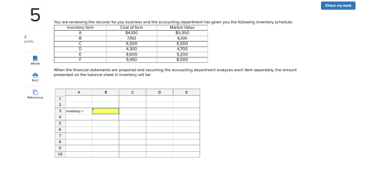 Check my work points You are reviewing the records for you business and the accounting department has given you the following