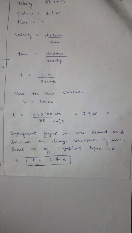 Velocity 86 cMls time1 velochdistote velouty ime tumdisto vebity Lb 2-1 m Maxe the nt comnon t21 Xloo cm 93 cms sheuld be a least no