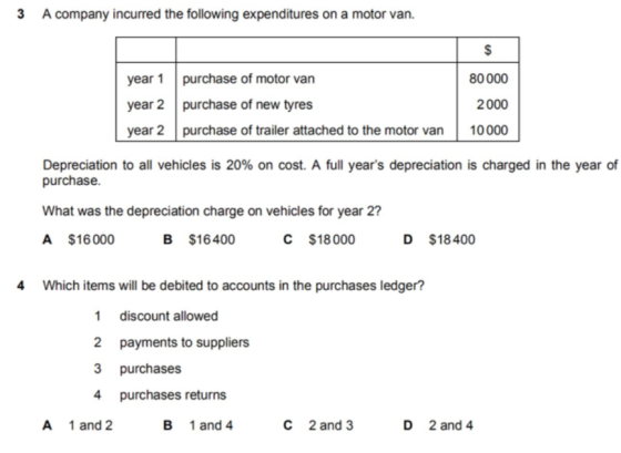3 A company incurred the following expenditures on a motor van. year 1 year 2 year 2 purchase of motor van purchase of new ty