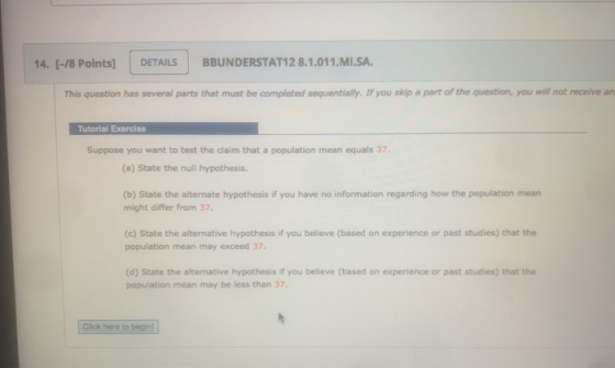 14. [-/8 Points] DETAILS BBUNDERSTAT12 8.1.011.MI.SA. This question has several parts that must be completed sequentially. If