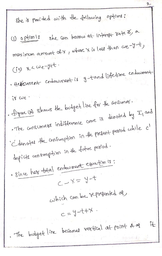 She is provided with the following optime: O optiml; she can borrow at interest rate of a maximum amount of y, where x is les