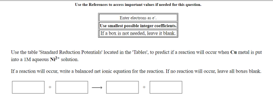 Use the References to access important values if needed for this question. Enter electrons as e. Use smallest possible intege