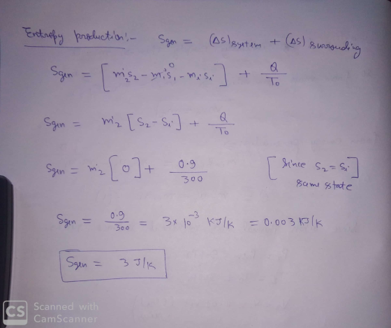 Entropy production in Sgen (Asl system (AS) Burged unding Sgen [ms - mis, - misa Q mis [S₂ - Sai] - Sgin = 0.9 Sgin o Since S
