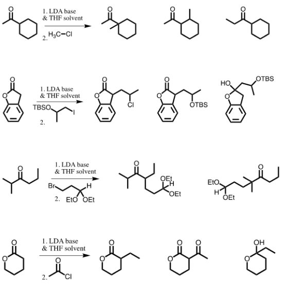 1. LDA base & THF solvent H2C-CI 2. OTBS НО. 1. LDA base & THF solvent TBSO OTBS 2. 1. LDA base & THF solvent Yee OET. Н OEt
