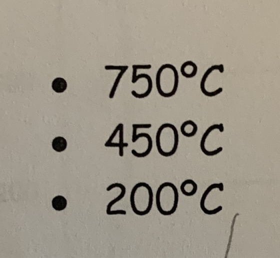 750°C • 450°C • 200°C