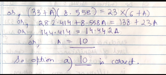 as (33+AC 8.558) = 23X6+A) con, 28 2:414+8.558 A1 = 138 +23 A 2 or 144.414 = 14.442 A tar A = 10 srebro so option a) loto is