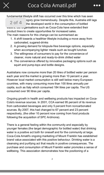 Х Coca Cola Amatil.pdf fundamental lifestyle shift has occurred over this time which has seen egory grow tremendously. Despit