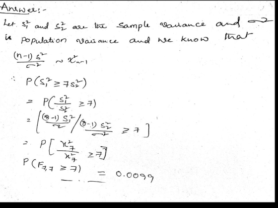 Answer: het sot and se are the is population van ance a sample vanance and we know and that *P(S}275-) 2 PCS? 27) PC Mon 22]