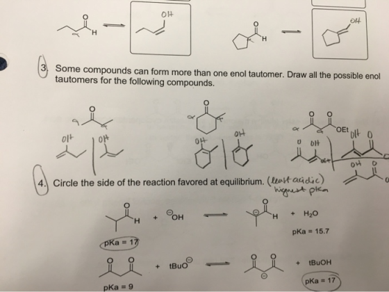 O4 04 H 3 Some compounds can form more than one enol tautomer. Draw all the possible enol tautomers for the following compoun