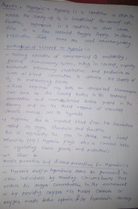 Anywers Hypoxia : Hypoxia is a condition of state in which the supply of ą is insufficient for normal life function Hypoxinia