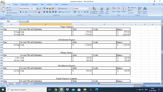 Cla computer solutions - Microsoft Excel Home Insert Page Layout Formulas Data Review View Developer (?) X х AutoSum - Times
