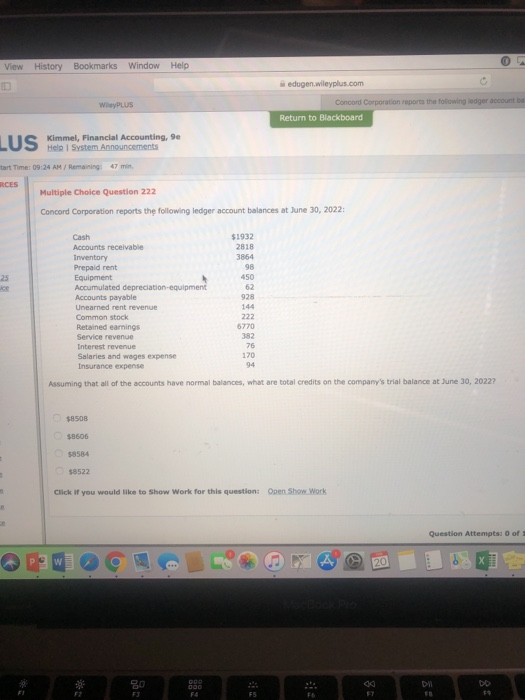 View History Bookmarks Window Help edugen.wileyplus.com WPLUS Concord Corporation s that count be Return to Blackboard II U S