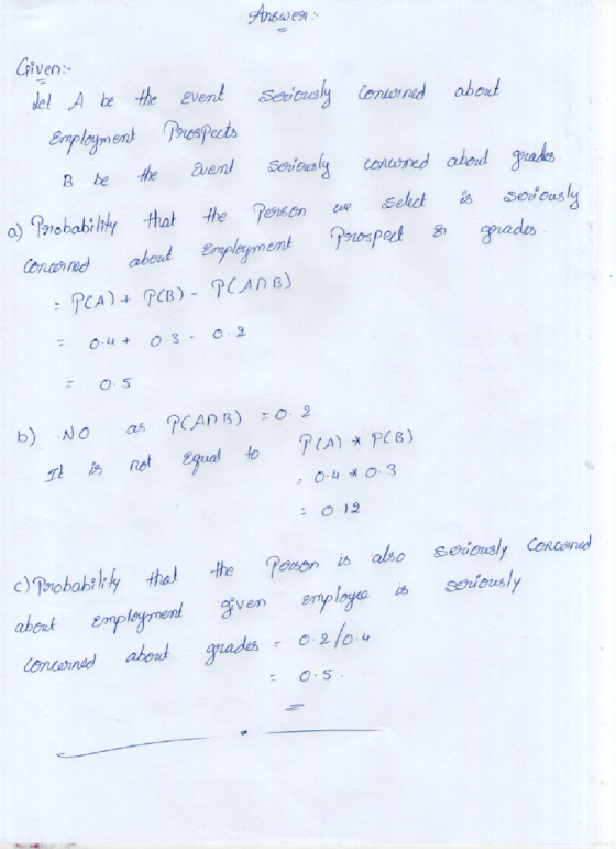 Given el Ae evenlond about o) obabi hty that the Person onaidabonrpleyment s hades 0.4 + O 3. 0.2 O. 5 ,0.4-X0.3 O12 c)Probabthy tha he Pemon is aro seviuely Concnd ahcak ennfle ent yven employee 僞 seriously is serhious