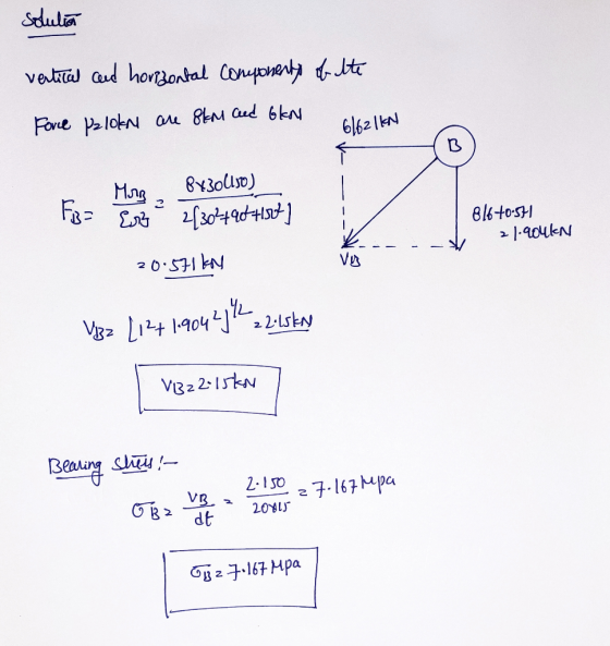 solution vertical and horisontal componenty of the Force PalokN are 8km and bln 6/621kN B Morg 그 FB = Er 84301130) 2[30449071