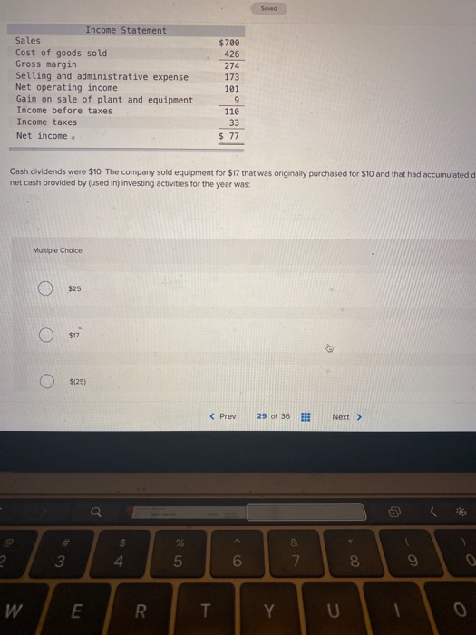 Saved Income Statement Sales Cost of goods sold Gross margin Selling and administrative expense Net operating income Gain on