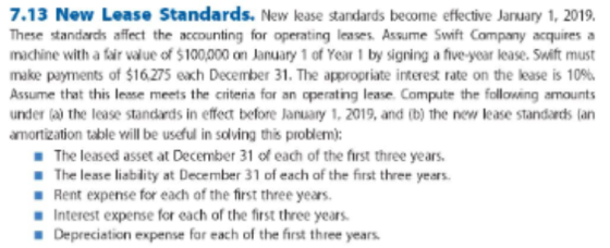 7.13 New Lease Standards. New lease standards become effective January 1, 2019. These standards affect the accounting for ope
