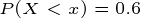 \tiny P(X<x)=0.6