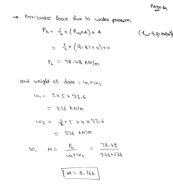 Page-b Hovizontal foyce due to waler erexure, Ph u4) x 4 X (9.e1x4) TR.48 kN/ and weight LX SX 23.6 236 kNlM 236 NIm Ph 236+2