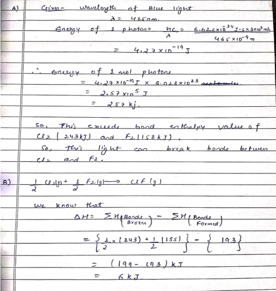 Cive wavelength of Blue light LA2 4650m -Energy ef_1 photooshez 6.626x10341-5 X 3x108mk 465810-9 - 4.27x10-19 * Energy of 1 m