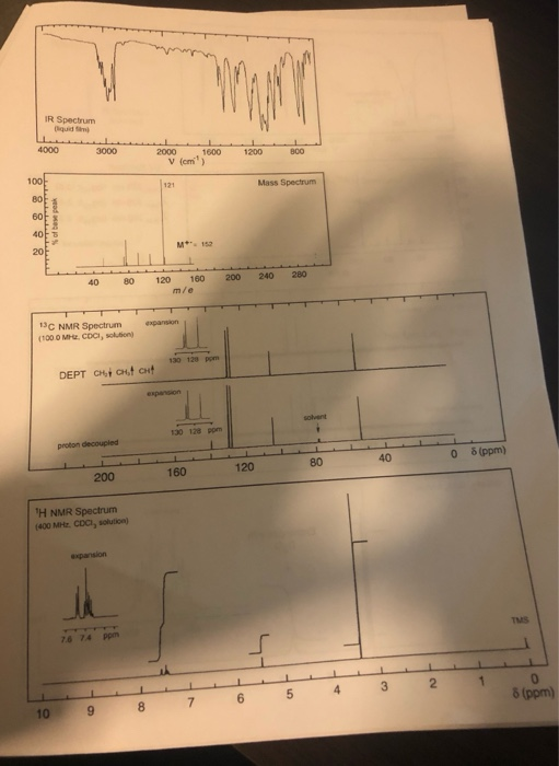 IR Spectrum liquid 4000 3000 2000 2000 1600 V (cm) 1000 1200 1200 00 100F Mass Spectrum M . 152 280 80 120 180 200 240 40 m /