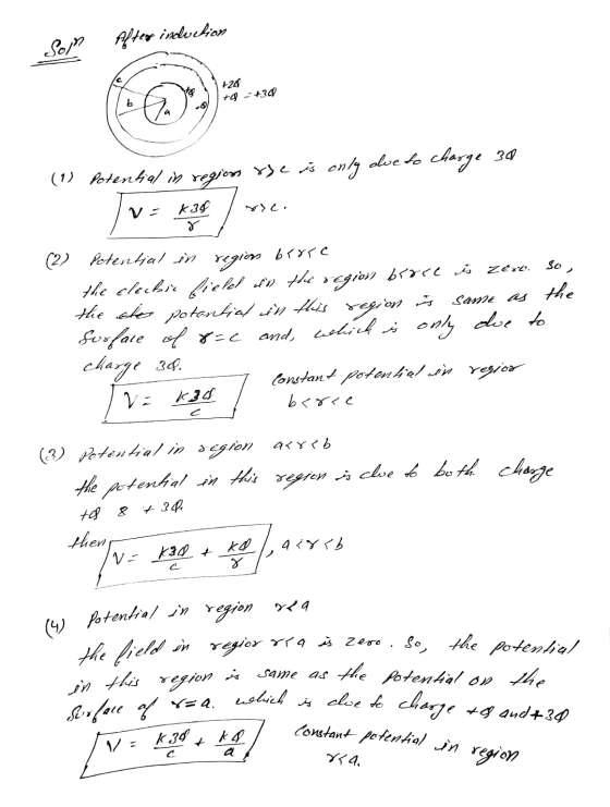 Son After induction +244 +42+36 b yli Vo so, نه املاک Zero (4) Potential in region (1) Potential in regions ose is only due t
