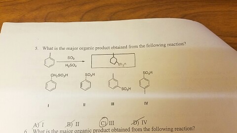 What is the major organic product obtained from th