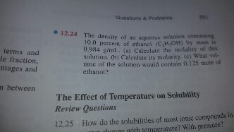 The density of an aqueous solution containing 10.0